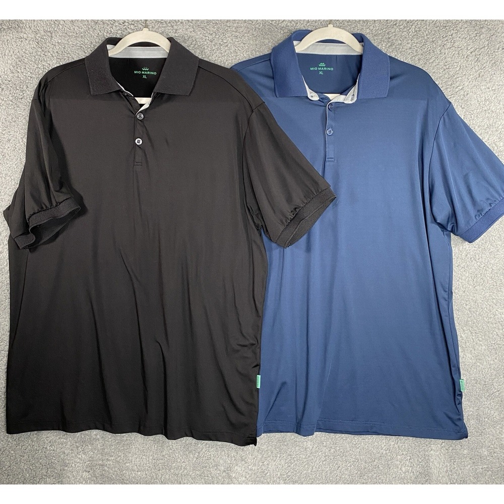 Mio Marino Polo Golf Shirt Size XL‎ Black Blue Designer Lot of 2